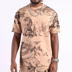 Left Point Brown & Black CH Print Tee